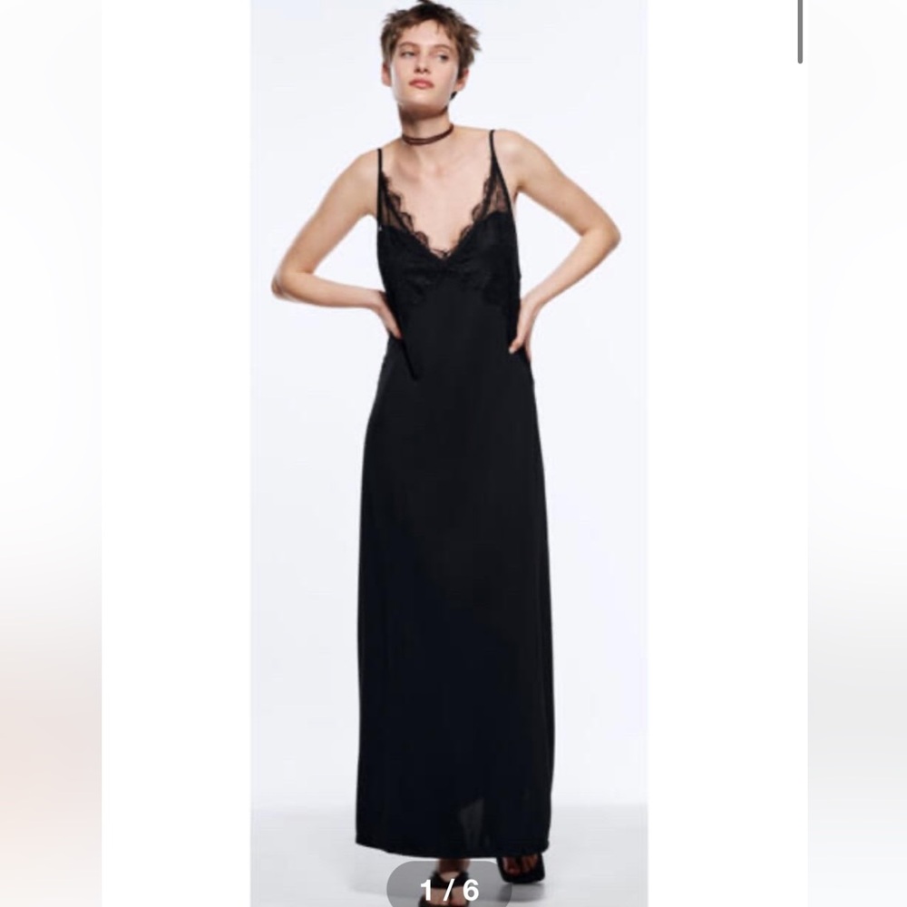 Zara Elegant Black Lace Maxi Dress